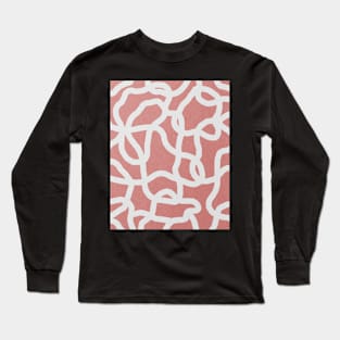 Line art, Abstract pattern, Retro pink abstract art Long Sleeve T-Shirt